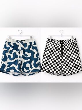 Vans Range Elastic Shorts Bundle Mens Small Blue Camo Checkerboard Skater Lot